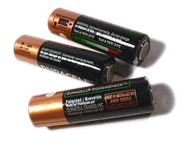 Typical flashlight batteries